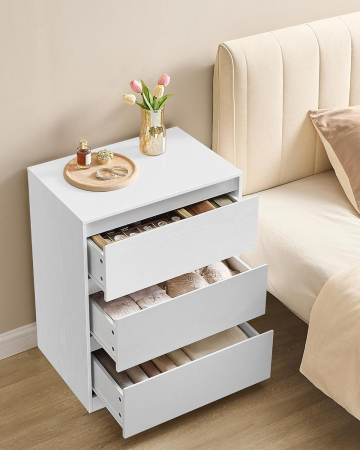 Comoda cu 3 sertare, design modern minimalist, PAL si MDF, 60x40x75 cm, alb [6]