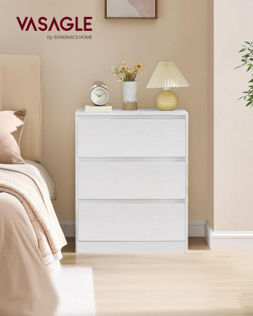 Comoda cu 3 sertare, design modern minimalist, PAL si MDF, 60x40x75 cm, alb [3]