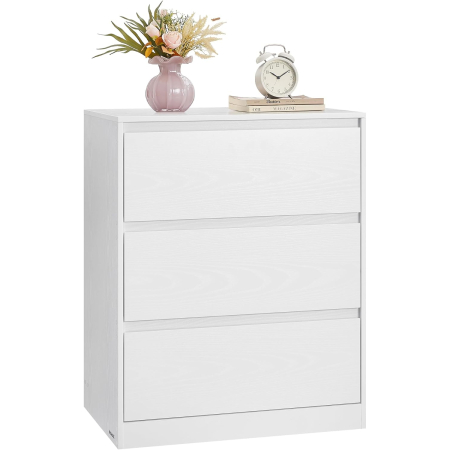 Comoda cu 3 sertare, design modern minimalist, PAL si MDF, 60x40x75 cm, alb [2]