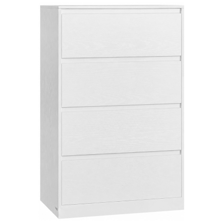 Living & hol - Comoda cu 4 sertare, design modern minimalist, PAL si MDF, 60x40x97 cm, alb