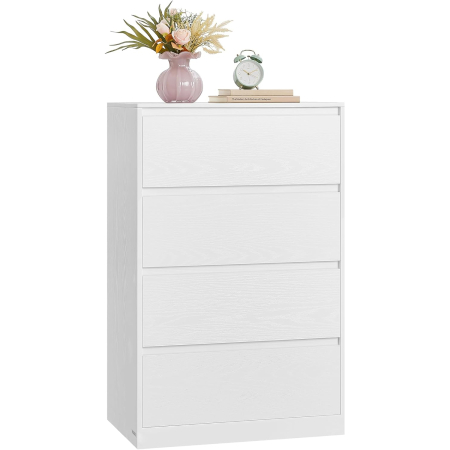 Comoda cu 4 sertare, design modern minimalist, PAL si MDF, 60x40x97 cm, alb [2]
