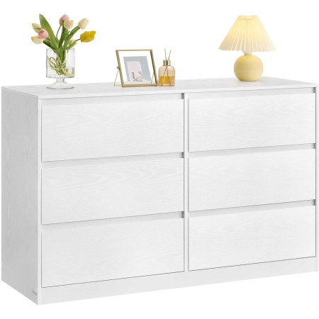 Comoda cu 6 sertare, design modern minimalist, PAL si MDF, 119x40x75 cm, alb [6]