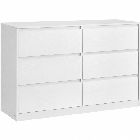 Comoda cu 6 sertare, design modern minimalist, PAL si MDF, 119x40x75 cm, alb [0]