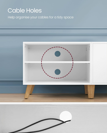 Comoda pentru TV de pana la 65 inch, cu 2 usi si raft reglabil, 40x140x50 cm, alb [7]