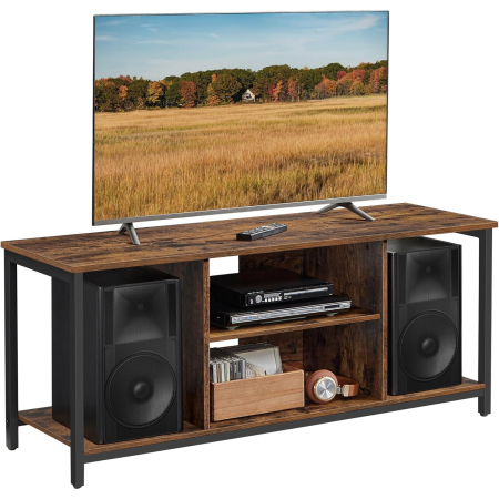 VASAGLE Comoda TV pentru televizor pana la 60 inch, stil industrial, 120x40x50 cm, maro rustic [7]