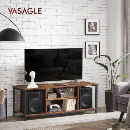 VASAGLE Comoda TV pentru televizor pana la 60 inch, stil industrial, 120x40x50 cm, maro rustic [2]