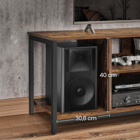VASAGLE Comoda TV pentru televizor pana la 60 inch, stil industrial, 120x40x50 cm, maro rustic [5]