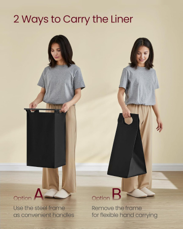 Cos de rufe cu 3 saci detasabili, 3x40 litri, 2 rafturi, structura metalica, stil industrial, 92x33x92 cm, maro rustic [1]