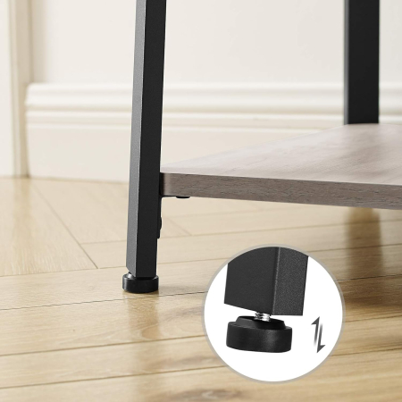 Cuier de haine cu 3 rafturi, suport cu carlige, din otel, 43x43x180 cm, stil industrial, gri si negru [6]