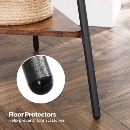 Cuier metalic, cu â€‹â€‹2 rafturi MDF, inaltime 179cm, stil industrial, maro rustic si negru [6]