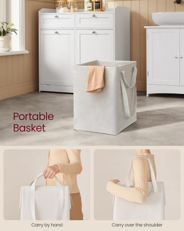 Dulap baie de podea, 2 cosuri de rufe integrate cu saci detasabili, 2 sertare, 79x40x80 cm, alb [4]