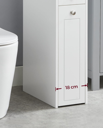 VASAGLE Dulap baie ingust cu sertare si roti, pentru depozitare, MDF, 40x18x70 cm, alb [3]