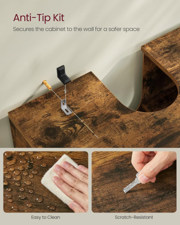 Dulap baie lavoar cu 2 usi tip jaluzea, raft reglabil, 60x30x63 cm, maro rustic [3]