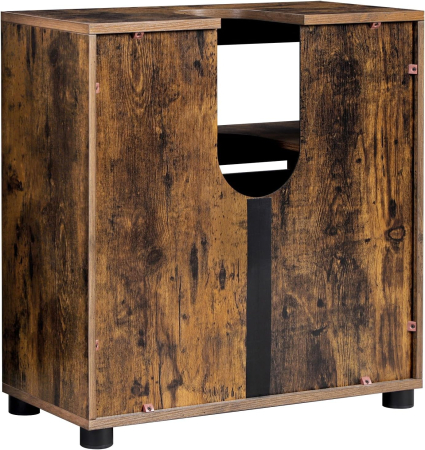 Dulap baie lavoar cu 2 usi tip jaluzea, raft reglabil, 60x30x63 cm, maro rustic [5]