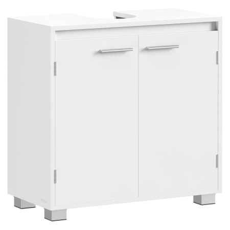 Mobilier baie - Dulap baie pentru suport lavoar, MDF, 2 compartimente, raft interior reglabil, 30x60x60 cm, alb