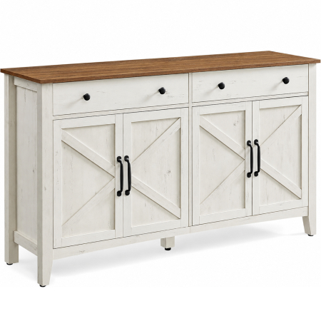 Bucatarie - Dulap bufet rustic pentru living, bucatarie si dining, cu sertar spatios si 2 separatoare reglabile, dulap inferior cu raft ajustabil pe 5 niv