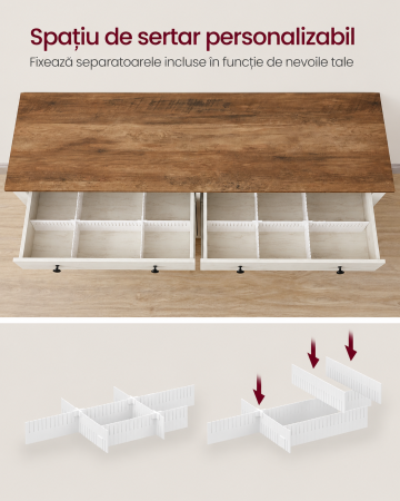 Dulap bufet rustic pentru living, bucatarie si dining, cu sertar spatios si 2 separatoare reglabile, dulap inferior cu raft ajustabil pe 5 niv [2]