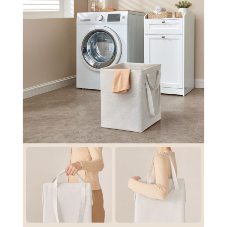 Dulap de baie cu cos de rufe integrat, sertar si blat cu margini ridicate, sac textil detasabil, 80x40x40 cm, alb [2]