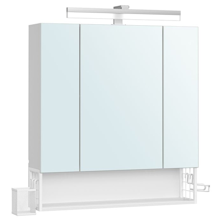 Baie - Dulap de baie de perete, cu oglinda si LED, prize si USB incorporate, 70x16x75 cm, alb