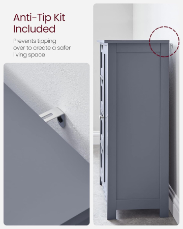 Dulap de baie, din MDF, cu 4 sertare, raft reglabil, 30x55x82 cm, gri [6]