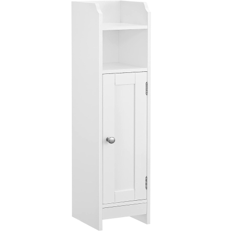 Mobilier pentru baie - Dulap de baie, pentru spatii inguste, cu rafturi si usa, 18x20x80 cm, alb