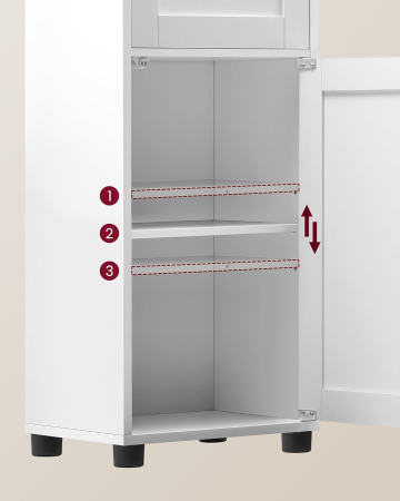 Dulap de baie tip coloana, cu raft deschis, sertar si usa din sticla, rafturi reglabile, 30x40x165 cm, alb [1]