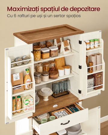 Dulap de bucatarie pentru organizarea veselei, alimentelor si accesoriilor, cu rafturi reglabile pentru depozitare flexibila, compartiment ext [6]