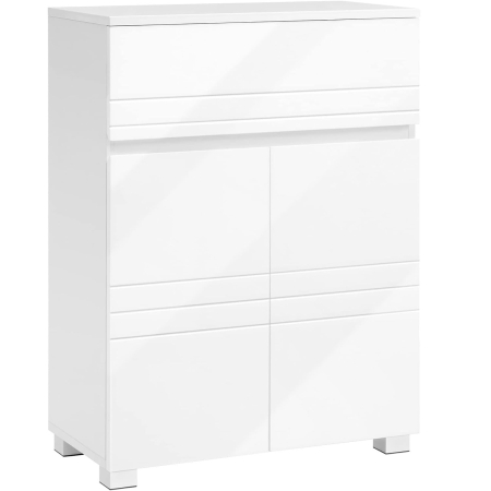 Mobila - VASAGLE Dulap de depozitare de podea pentru baie, cu sertar si usa dubla, polita reglabila, 60x30x80cm, alb