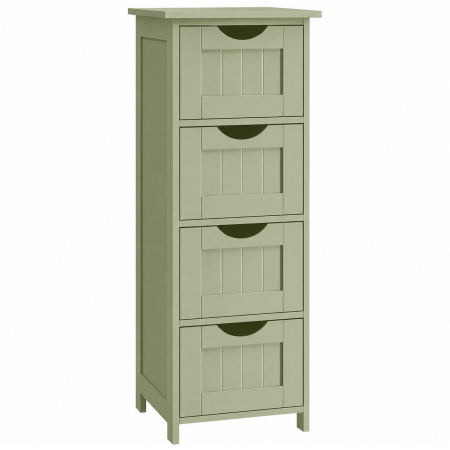 Mobilier pentru baie - Dulap de depozitare de podea pentru baie, din lemn cu 4 sertare, 30x30x82cm, verde