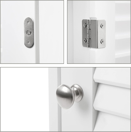 VASAGLE Dulap de depozitare de podea pentru baie, din lemn cu sertar, usa cu lamele, 32x30x87cm, alb [8]