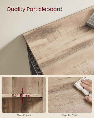 Dulap de depozitare tip bufet, cu 3 usi, stil industrial, 110x33x75cm, maro camel [5]