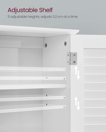 Dulap de perete pentru baie, cu raft reglabil si 2 usi, 20x60x70 cm, alb [4]