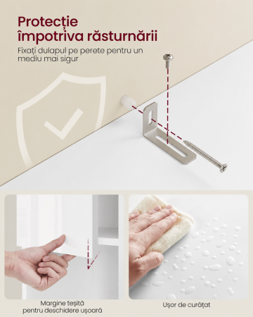 Dulap inalt de baie cu 2 dulapuri inchise, 2 sertare si compartiment deschis pentru organizarea prosoapelor si cosmeticelor, rafturi reglabile [2]