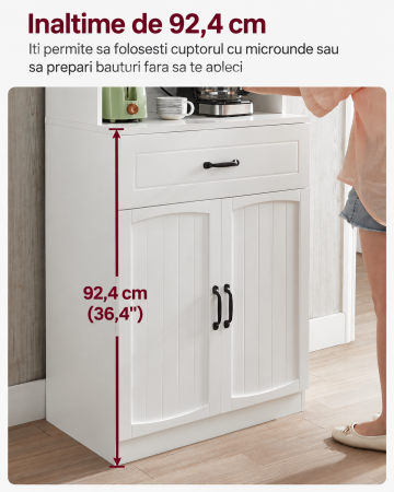 Dulap inalt de bucatarie cu vitrina si usi din sticla, spatiu pentru cuptor cu microunde sau espressor, sertar si rafturi reglabile pe 3 nivel [4]