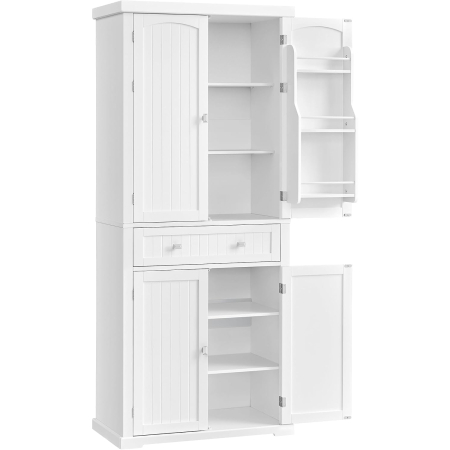 Bucatarie - Dulap inalt de bucatarie pentru organizarea alimentelor, veselei si condimentelor, cu 2 dulapuri, sertar spatios, 4 rafturi interioare reglabi