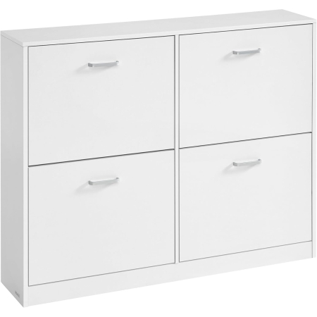 Living & hol - Dulap pantofi 4 clapete, compartimentare reglabila, 16-28 perechi de incaltaminte, 106x24x83 cm, alb