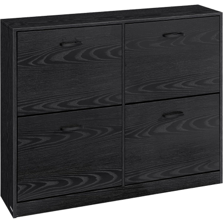 Living & hol - Dulap pantofi 4 clapete, compartimentare reglabila, 16-28 perechi de incaltaminte, 106x24x83 cm, negru abanos