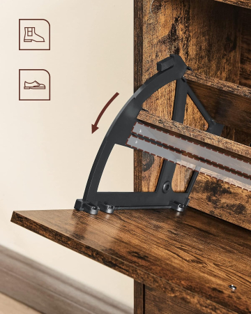 Dulap pantofi cu 3 usi rabatabile, din lemn, pentru 12-18 perechi, 60x24x120cm, maro rustic [4]