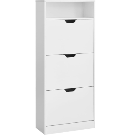 Living & hol - Dulap pantofi cu 3 usi rabatabile, pentru 14-18 perechi, 60x24x130 cm, alb