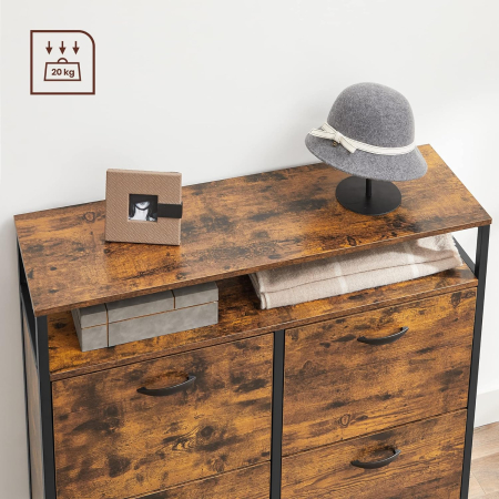 VASAGLE Dulap pantofi din MDF cu ​​4 usi basculante, pentru 12-20 perechi, 98x30x95cm, maro rustic si negru [7]