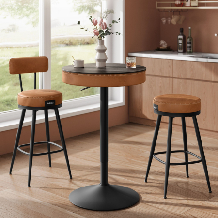 VASAGLE Masa de bar maro caramel, 59x59x(83-105) cm – inaltime reglabila, compartiment de depozitare [2]