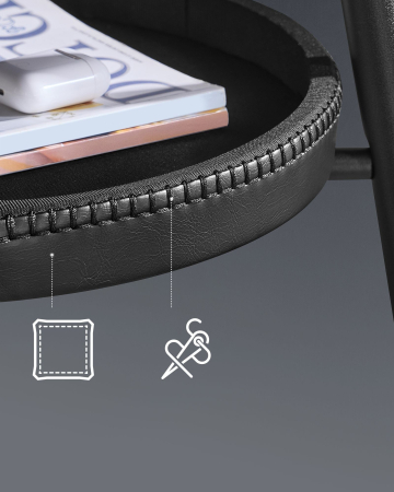 VASAGLE Masa de bar neagra, 70x70x91 cm – design elegant cu piele artificiala, blat 60 cm, stabila si usor de asamblat [6]