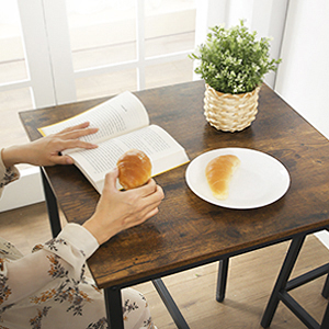 VASAGLE  Masa de bar pentru bucatarie, patrata, inalta, cadru de otel, 60x60x92cm, stil industrial, maro rustic si negru [9]