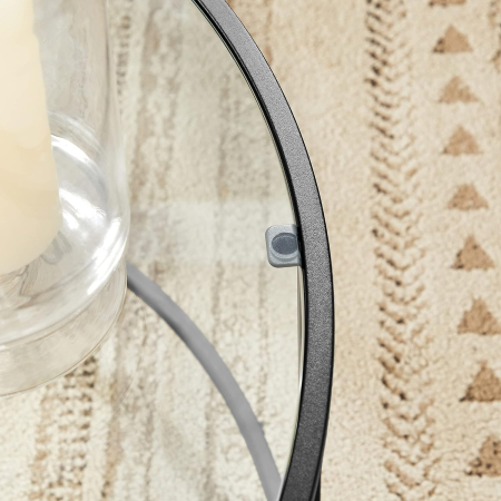 VASAGLE Masa de cafea rotunda, din sticla securizata cu cadru metalic, 84x84x45cm, negru [7]