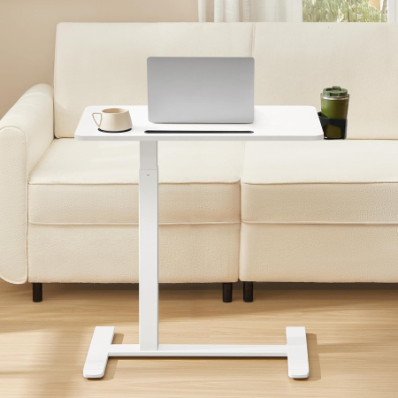 Masa tip birou, ajustabila cu roti pentru pat sau canapea, blat 70x40 cm, inaltime reglabila 65-102 cm, alb [1]