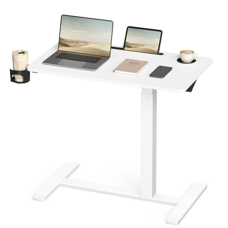 Birouri - Masa tip birou, ajustabila cu roti pentru pat sau canapea, blat 80x45 cm, inaltime reglabila 65-102 cm, alb