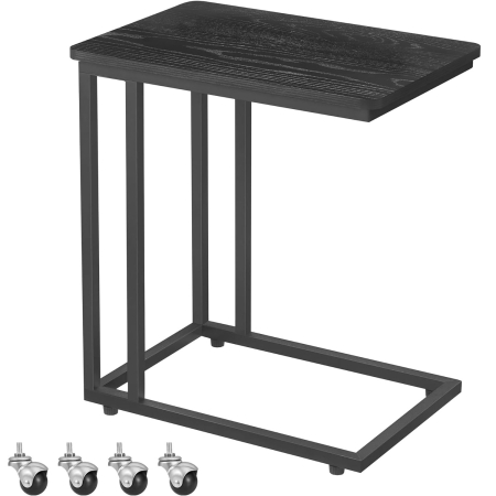 Living & hol - Masuta cafea mobila cu 4 roti sau picioare reglabile, cadru otel si blat PAL, max 25 kg, 35x50x60 cm, negru