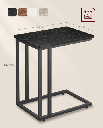 Masuta cafea mobila cu 4 roti sau picioare reglabile, cadru otel si blat PAL, max 25 kg, 35x50x60 cm, negru [4]