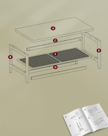 VASAGLE Masuta de cafea, din MDF, cu spatiu de depozitare pe 2 nivele, 55x100x45 cm, negru [3]