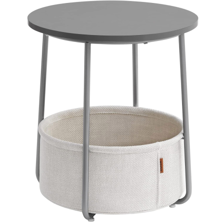 Mese cafea si decorative - VASAGLE Masuta de cafea rotunda cu cos de stofa, stil modern, 45x50cm, gri